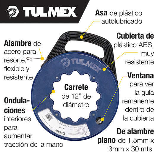 14-A30 Guías de Alambre Plano con Carrete 30M