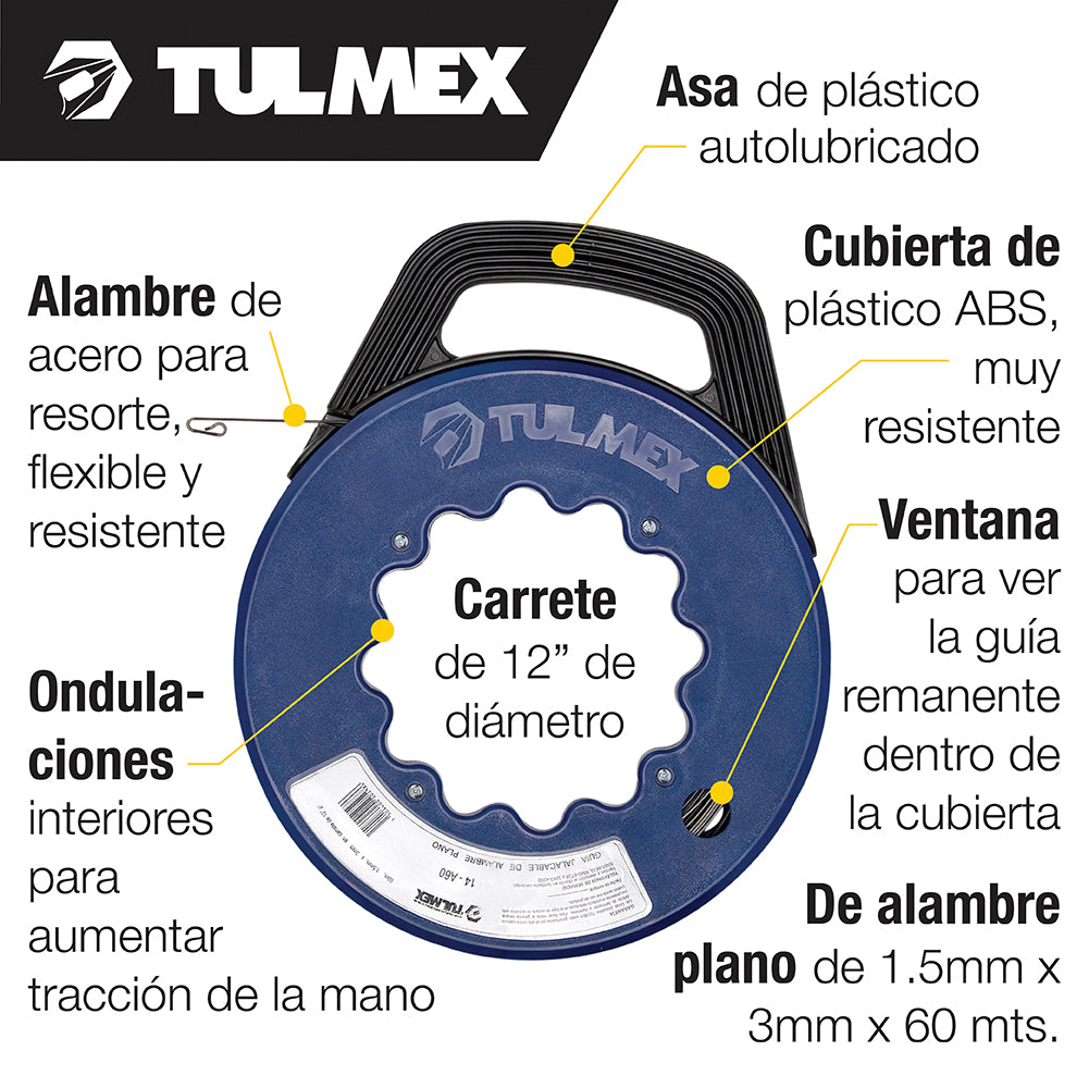 14-A60 Guías de Alambre Plano con Carrete 60M