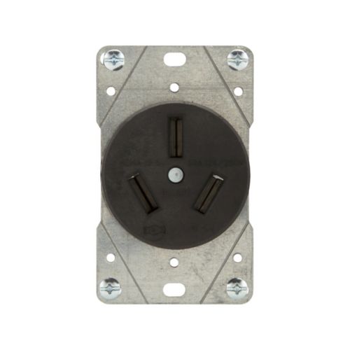 Contacto NEMA 10-50R Eaton Arrow Hart 7985N 50A 125/250V para estufa, color negro