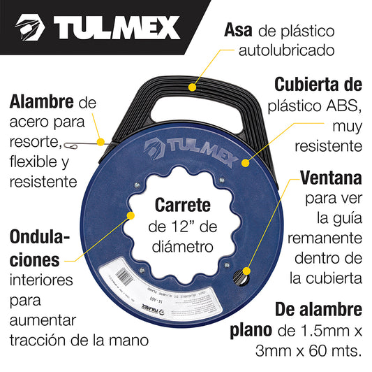 14-A60 Guías de Alambre Plano con Carrete 60M
