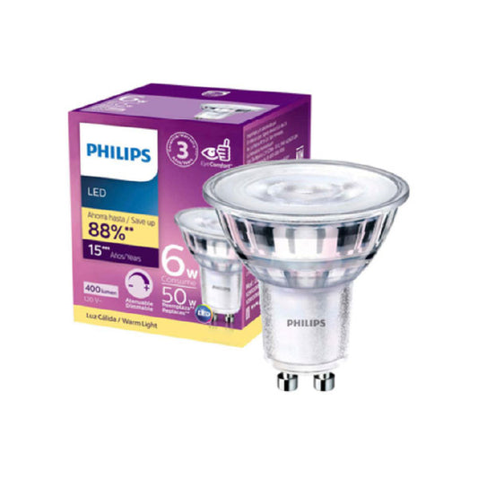 Foco Spot LED Philips GU10 6W 3000K Atenuable