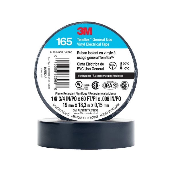 Cinta Temflex 165 Negro 19mm x 18.3m 3M