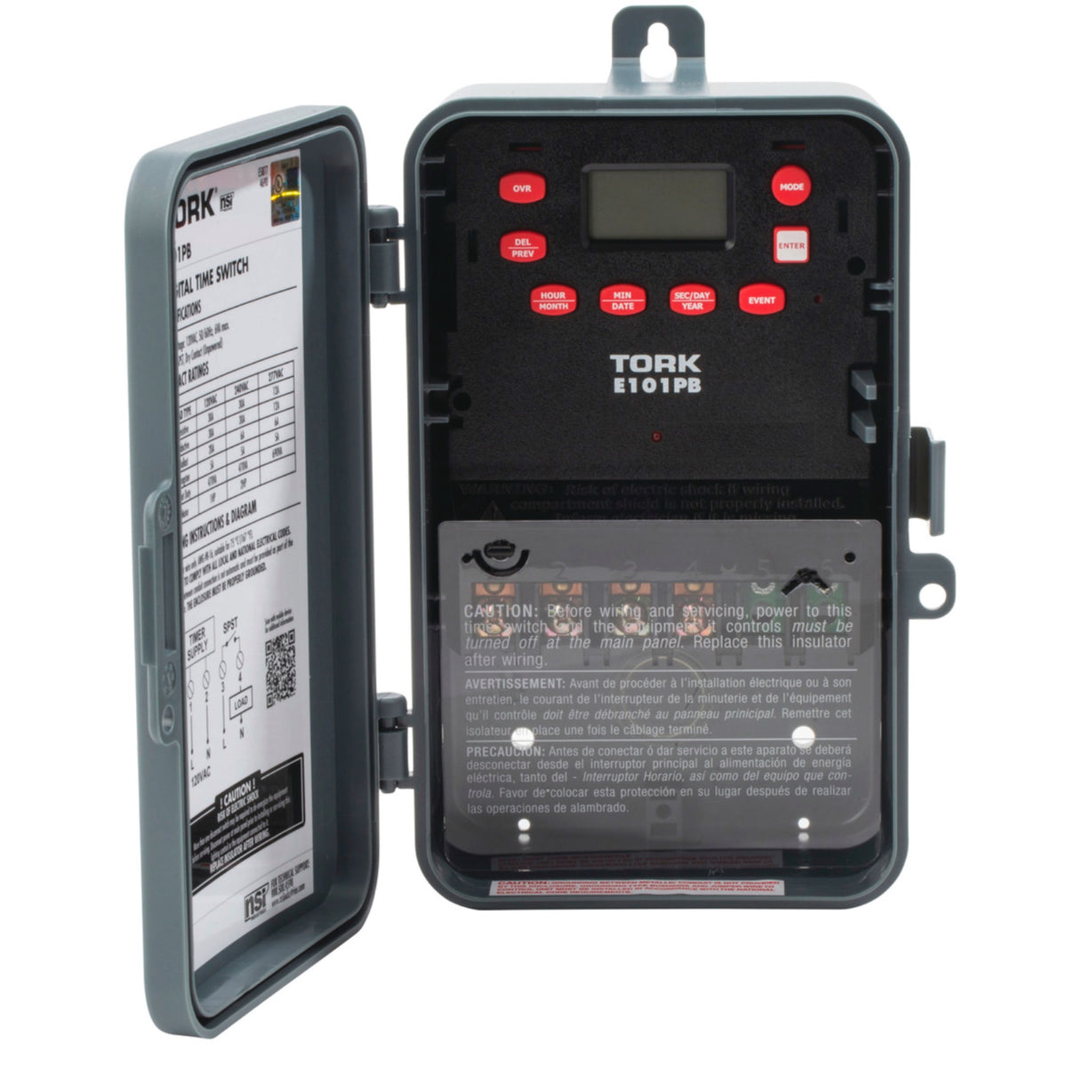 Reloj de control digital Tork E101PB temporizador programable 24 horas 120V 30A